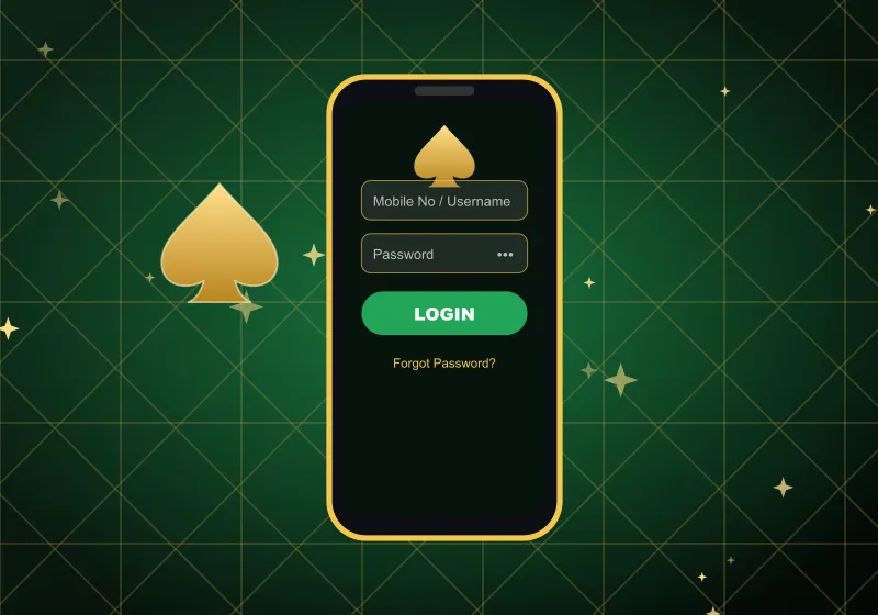 Phone with the Spade69 casino login screen and a gold spade